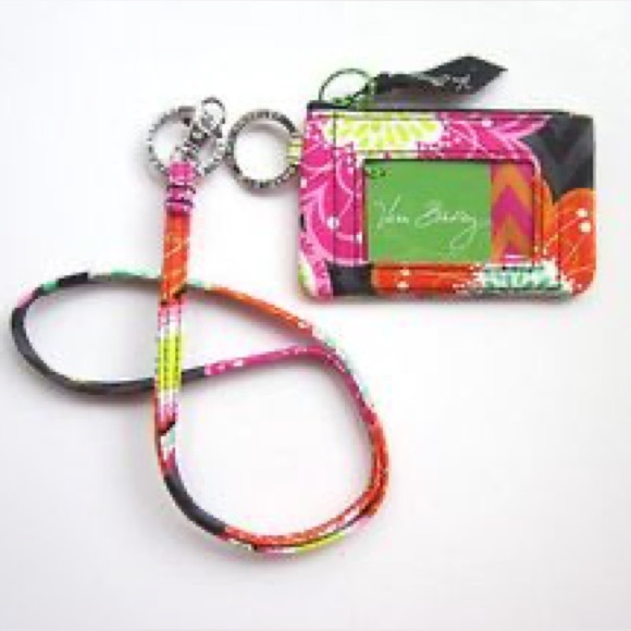 Vera Bradley Zip ID Case Ziggy Zinnia Wristlet - Picture 1 of 9